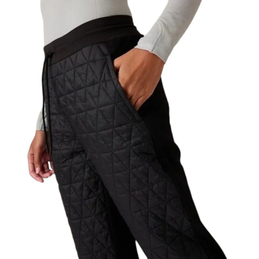 Athleta Solstice Quilted Jogger Pants Black Women's Size 6 Tall NWOT - Picture 5 of 6